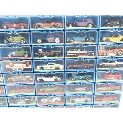 338 - A Collection of Hot Wheels Cars In a multibrick Car Case. No Reserve.