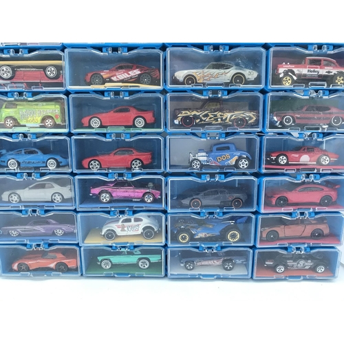 339 - A Collection of Hot Wheels Cars In a multibrick Car Case. No Reserve.