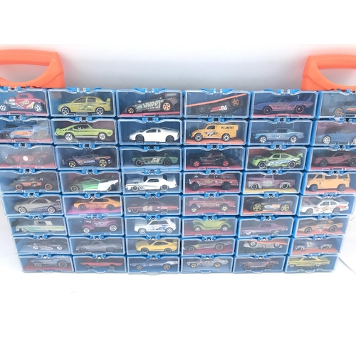 340 - A Collection of Hot Wheels Cars In a multibrick Car Case. No Reserve.