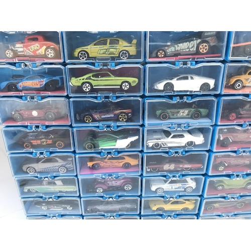 340 - A Collection of Hot Wheels Cars In a multibrick Car Case. No Reserve.