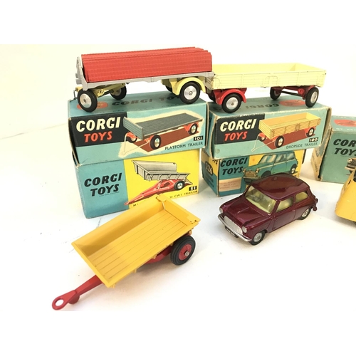 341 - A Collection of Boxed Corgi Toys. A Platform Trailer #101. A Dropside Trailer #100. A Massey-Ferguso... 