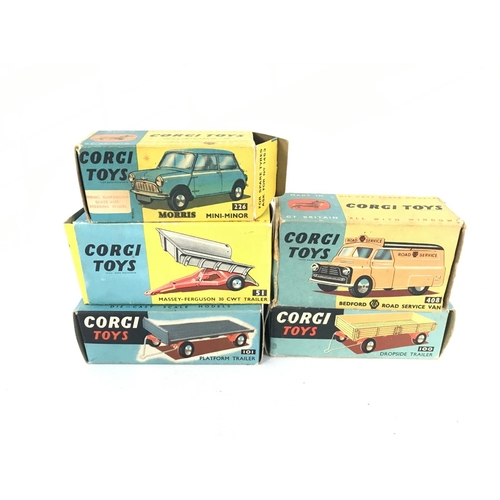 341 - A Collection of Boxed Corgi Toys. A Platform Trailer #101. A Dropside Trailer #100. A Massey-Ferguso... 