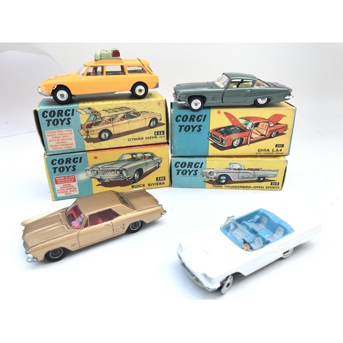 346 - A Collection of 4 Boxed Corgi Vehicles a Citroen Safari #436. A Ghia L.6.4 #241. A Buick Rivera #245... 