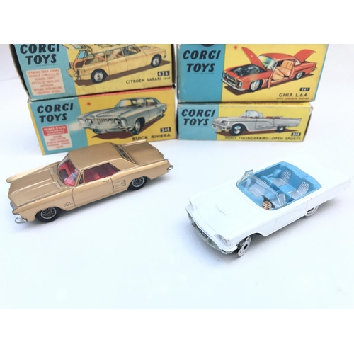 346 - A Collection of 4 Boxed Corgi Vehicles a Citroen Safari #436. A Ghia L.6.4 #241. A Buick Rivera #245... 