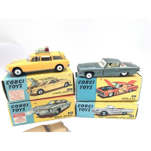 346 - A Collection of 4 Boxed Corgi Vehicles a Citroen Safari #436. A Ghia L.6.4 #241. A Buick Rivera #245... 