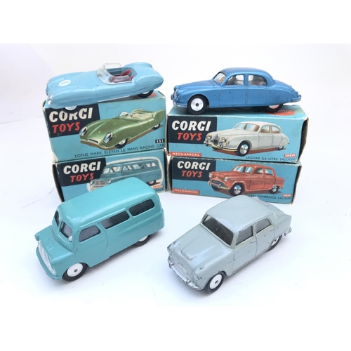 348 - 4 X Boxed Corgi Vehicles including a Lotus Mark Eleven Le Mans Racing Car #151. A Jaguar 2.4 Litre S... 