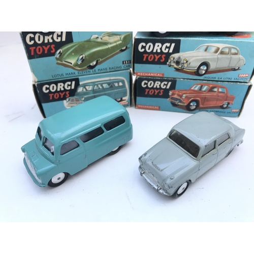 348 - 4 X Boxed Corgi Vehicles including a Lotus Mark Eleven Le Mans Racing Car #151. A Jaguar 2.4 Litre S... 