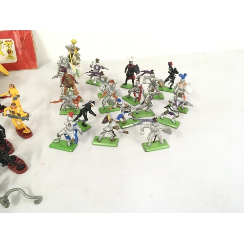 470 - A collection of Britains figures and accessories from the Space series and the knights in Armour. No... 