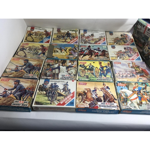 484 - A collection of Airfix plastic figures including 20 boxed sets and 2 bagged sets. Includes..cowboys.... 