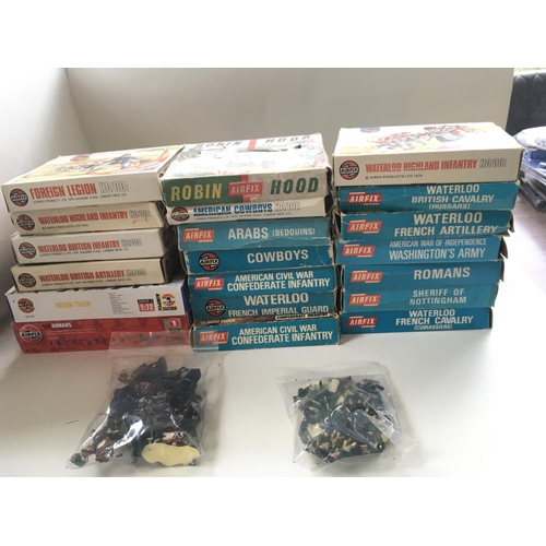 484 - A collection of Airfix plastic figures including 20 boxed sets and 2 bagged sets. Includes..cowboys.... 