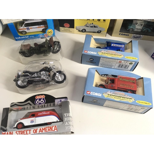 487 - A collection of 13 boxed diecast model vehicles by Corgi..Vanguard and others. Includes two plastic ... 