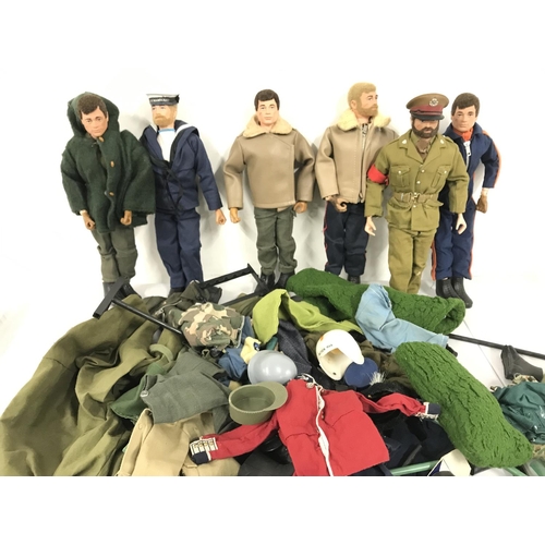 489 - A Collection of Vintage Action Men with Vehicles and Accessories.