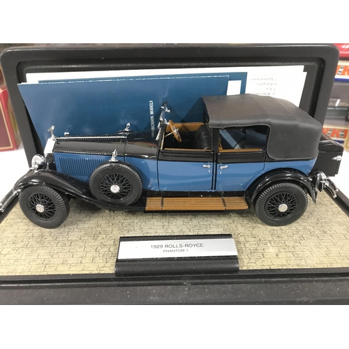 490 - A Collection of Boxed Diecast Including a Franklin Mint 1929 Rolls-Royce.