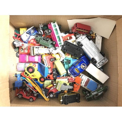 491 - A Box Containing Playworn Diecast Including Dinky. Matchbox Etc.