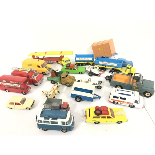 492 - A Collection of Playworn Plastic and Diecast including Corgi. Matchbox etc.