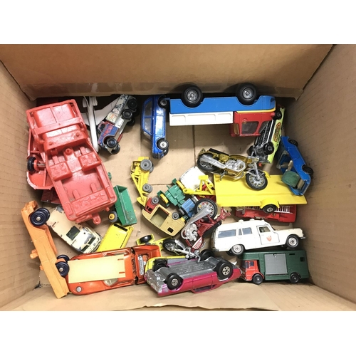 492 - A Collection of Playworn Plastic and Diecast including Corgi. Matchbox etc.