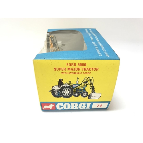 50 - A Boxed Corgi Ford 5000 Super Major Tractor with Hydraulic Scoop. #74.