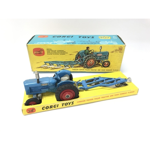 54 - A Boxed Corgi Gift Set #13 a Fordson Power Major Tractor And Four Furrow Plough.