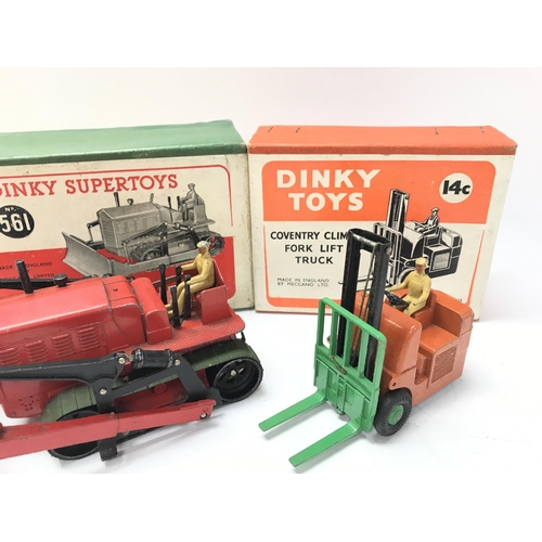 72 - A Boxed Dinky Blaw Knox Bulldozer #561 and a Conentry Climax Fork Lift Truck #14c.