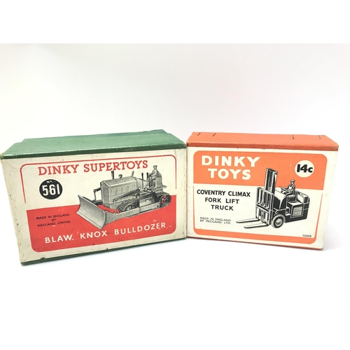 72 - A Boxed Dinky Blaw Knox Bulldozer #561 and a Conentry Climax Fork Lift Truck #14c.