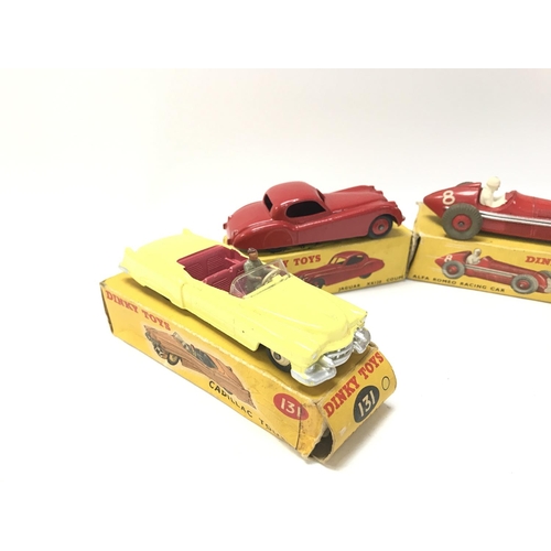 78 - 4 Boxed Dinky Vehicles. A Cadillac Tourer #131 a Jaguar XR120 #157. A Alfa Romeo Racing Car #232 and... 