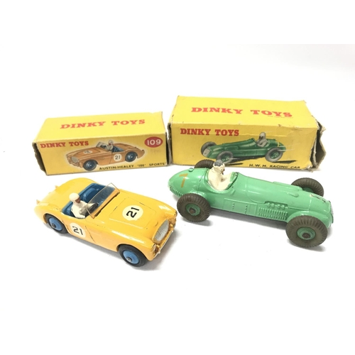 80 - 2 X Boxed Dinky Vehicles. A Austin-Healey 100 Sports #109 and a H.W.M Racing Car #235.