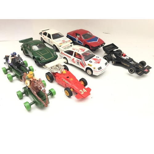 1006 - A Collection Of Scalextric Cars Including 2 Race Horses.