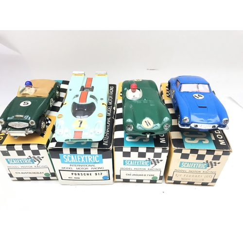 1009 - 4 X Boxed Scalextric Cars. A Austin Healey (Repro Box) a Porsche 917 (Repro Box). A Jaguar D Type(Re... 