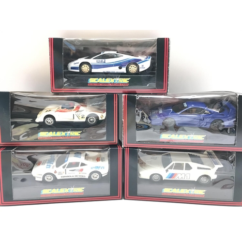 1011 - 5 Boxed Scalextric Cars. Including a Jaguar XJ220.