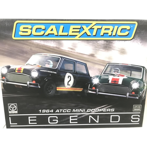 1020 - A Boxed Scalextric ATCC Mini Coopers Legands Pack.