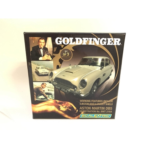 905 - A Boxed Scalextric James Bond Goldfinger Aston Martin With Ejector Seat and Bullet Sheild.