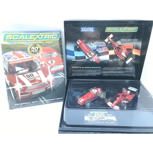 912 - A Boxed Scalextric 50 Years of Scalextric Ferrari Set complete With Book.