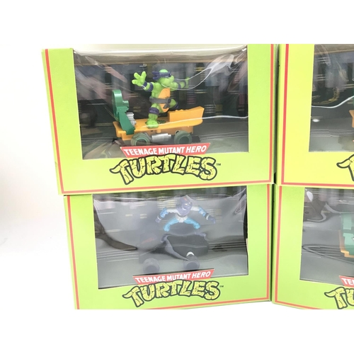 925 - 4 Boxed Scalextric Teenage Mutant Hero Turtles. Including Footsoldier. Donatello. leonardo and Rapha... 