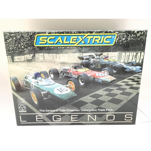 936 - A Boxed Scalextric Legends Triple Pack. The Genius Of Colin Chapman Team Lotus Pack.