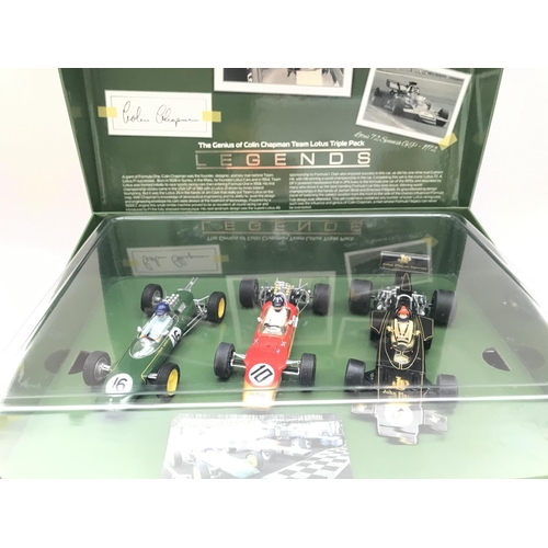 936 - A Boxed Scalextric Legends Triple Pack. The Genius Of Colin Chapman Team Lotus Pack.