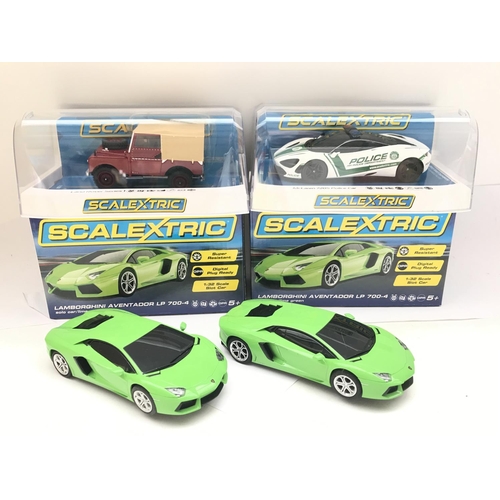 952 - 4 X Boxed Scalextric Cars. 2 X Lamborghini Adventador LP 700-4. A Land Rober Series 1 and a McLaren ... 