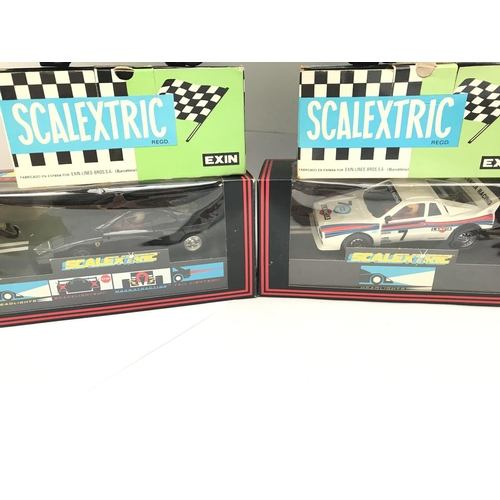 957 - 4 X Boxed Scalextric Cars including a Spanish BMW M1. A Spanish Lancia S. Le Point. A Martini Lancia... 