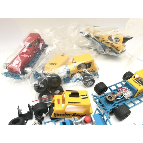 981 - A Box Containing Scalextric Stock Cars Spare Parts Etc.