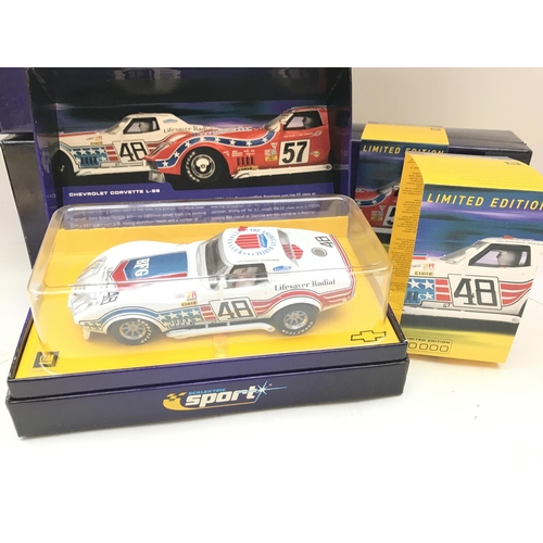 983 - 4 Boxed Scalextric Cars Including a Mini Cooper. 2 x Chevrolet Corvette L-88 And a TVR T400R.