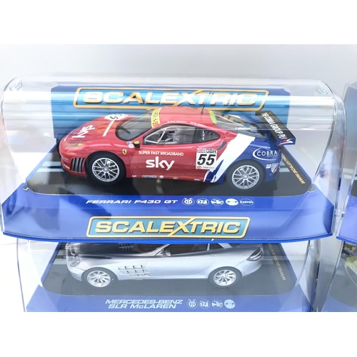 993 - 4 X Boxed Scalextric Cars. 2 X Ferrari F430 GT. A Ferrari F430. A Mercedes-Benz SLR McLaren.