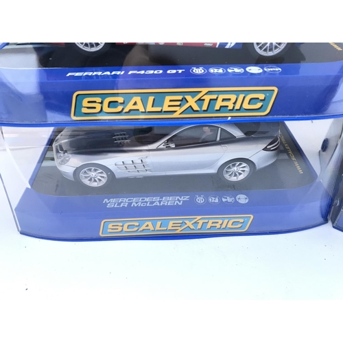 993 - 4 X Boxed Scalextric Cars. 2 X Ferrari F430 GT. A Ferrari F430. A Mercedes-Benz SLR McLaren.