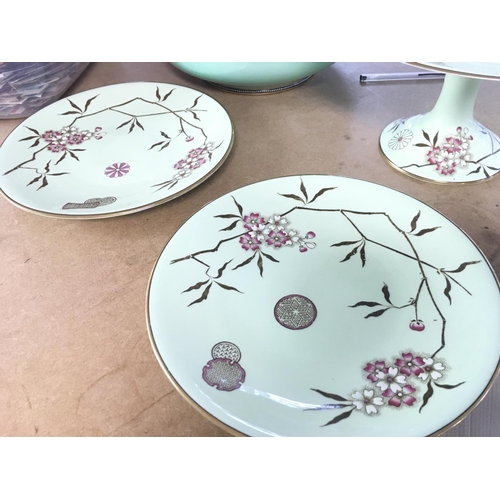 1012 - 19th century ceramics, a porcelain cake stand stamped F.J Cullen Newcastle with floral decoration, t... 