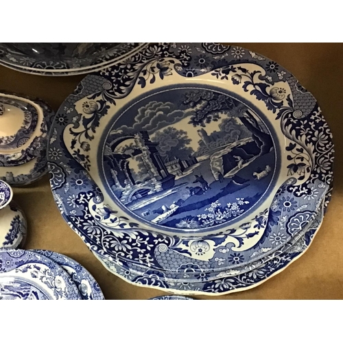 1068 - A collection of Spode Italian pattern blue and white tea and dinner ware a partset no obvious damage... 