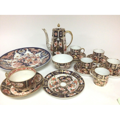 1092 - A Royal Crown Derby Porcelain coffee set with coffee pot one cup cracked and other conforming cerami... 