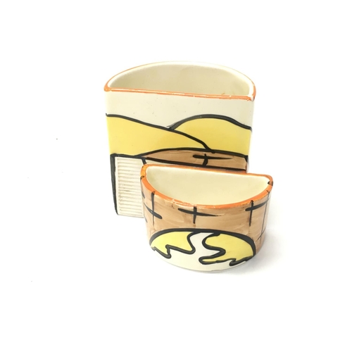 1098 - A Clarice Cliff Cigarette holder possibly red roof pattern.