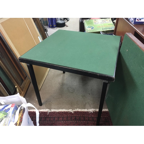 1229 - Three folding games tables with green beize tops. Smallest table 66cm wide, 76cm Long.