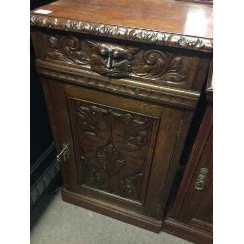 1250 - A collection of furniture including a carved corner cabinet a small cabinet with single drawer carve... 