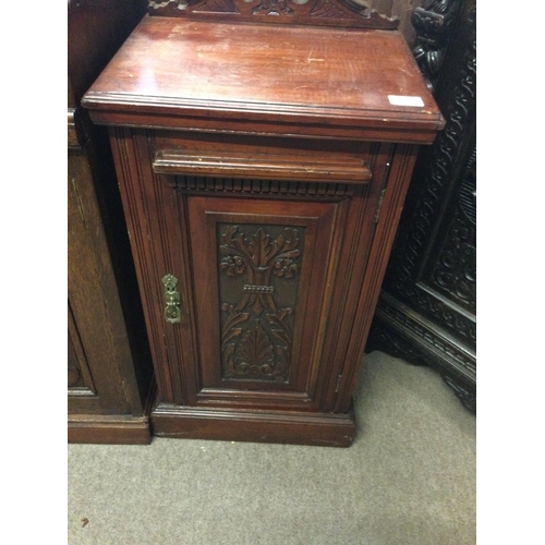 1250 - A collection of furniture including a carved corner cabinet a small cabinet with single drawer carve... 