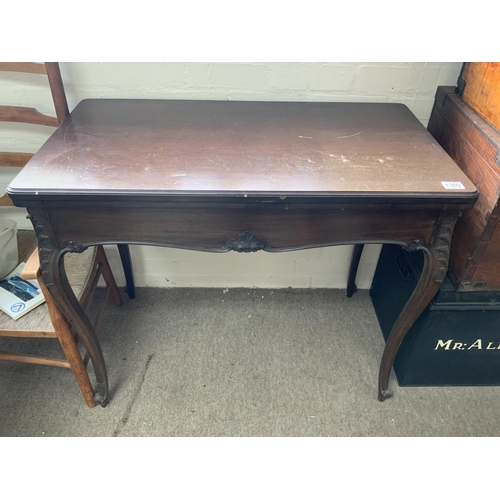 1309 - A Victorian mahogany card table. 89cm x 49cm x 76cm