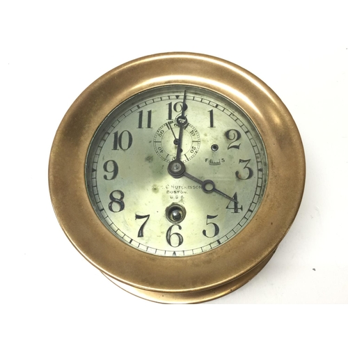 1353 - An early 20th century American brass Chelsea ships clock. Chas. C. Hutchinson, Boston U.S.A. This lo... 